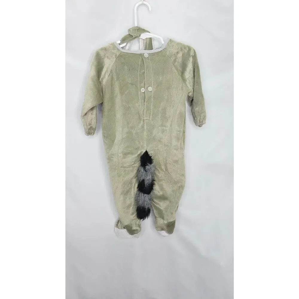 Spirit Halloween Baby Raccoon Costume 6-12 Months Plush Jumpsuit & Hood